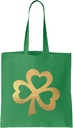 Gold Foil Shamrock Hearts - Love Irish Reusable Grocery Tote Bag (Kelly Green)