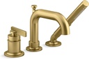 Kohler K35913-4-2MB Castia by Studio McGee Deck Mounted Roman Tub Filler with Built-In Diverter - Includes Hand Shower Vibrant Brushed Moderne Brass
