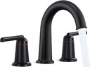 Black Bathroom Faucets, Matte Black Roman Bathroom Faucets 3 Hole with Pop Up Drain, 8 Inch Widespread Bathroom Sink Faucet Two Handle, Faucet for Bathroom Sink Vanity RV Farmhouse