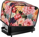 Flower Pattern 2 Slice Toaster Covers Bread Machine Cover Quilted Dustproof Fingerprint Protectors Small Washable Appliance Cover Bread Maker Dust Protection Universal Size