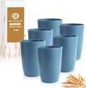 Drinking Glasses Wheat Straw Cups Alternative to Plastic Cups 16 OZ - Unbreakable Cup Set of 6 Reusable Drinking Cup Plastic Glasses Tumbler Dishwasher Safe Cups for Kitchen - Blue