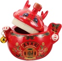 Ceramic Dragon Shaped Tea Storage Jar Small Decorative Canister for Loose Tea Snacks Cookies Charming Red Porcelain Container for Home Office