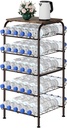 smusei Water Bottle Organizer 5 Tier Free Standing Water Bottle Holder Rack Large Capacity Bottled Water Storage Rack Metal Soda Can Beverage Drink Stand Shelf for Kitchen Pantry Office, Brown