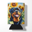 Caroline's Treasures Rottweiler in Sunflowers Can or Bottle Hugger Cooler Washable Drink Sleeve Collapsible Beverage Insulated Holder, Can Hugger, Multicolor
