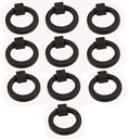 Round Ring knob, 10pcs Ring Pull Handles for Dresser Drawer Ring Pulls Furniture Hardware Brushed Wardrobe Door Handles (Black)