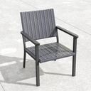 C-Hopetree Outdoor Lounge Chair for Outside Patio Porch, Metal Frame, Black All Weather Wicker