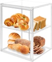 Large Clear Bread Box for Kitchen Countertop 2 Layers Acrylic Pastry Display Case Bakery Storage Container with Magnetic Door Bread Keeper for Homemade Cookie Cupcake Muffins Bagel (1 Pack（2 Layers）)