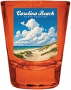 Carolina Beach North Carolina, Beach and Sand Dunes Design Souvenir Full Color 2oz Shot Glass Orange Single