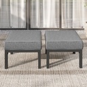 Wisteria Lane Outdoor Footstools Patio Ottoman Set of 2, Aluminum All-Weather Outdoor Footrest Seat with Removable Cushions, Patio Furniture Ottomans for Garden, Backyard, Poolside-Gray