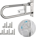 Toilet Grab Bar 22.4 Inch, Munzong Anti-Slip Handicap Grab Bars with Paper Holder, Flip-Up Bathroom Toilet Safety Rails, Stainless Steel Knurled Support handrails for Seniors Elderly Disabled Pregnant