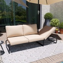 3PCS Aluminum Outdoor Furniture Sets with Cushion Patio Sectional Sofas with Adjustable Backsest, Patio Conversation Set for Pool, Backyard, Garden, Beige