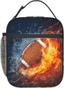 American Football Ball Fire Lunch Bag Cool Insulated Lunch Box Reusable Lunchbox Waterproof Portable Lunch Tote For Men Boys