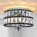 JHLBYL Black and Chrome Flush Mount Ceiling Light, Modern Crystal Ceiling Light Fixture 4-Lights Close to Ceiling Light Fixtures for Hallway Bathroom Kitchen Dining Room Entryway