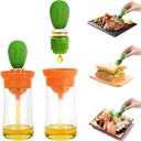 Oil Dispenser Bottle with Silicone Brush, 2 in 1 Glass Olive Oil Bottle Dispenser, Silicone Dropper Measuring Oil Container Dispenser Bottle, Barbecue Brush for Kitchen Cooking BBQ Grill Frying Baking