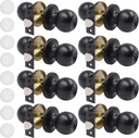 8 Pack Matte Black Privacy Door Knobs for Bedroom, Bathroom and Passage with 8 Door Stoppers, Keyless Door Handles, Interior Door Knobs (8, Black)