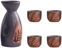 5-part Handpainted Ceramic Sake Set, Japanese Sake Mug Warm Wine Pot Traditional Cooks Wine Glasses Crafting Gift