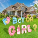 AerWo 11 Pcs Gender Reveal Decorations Baby Shower Yard Signs with Stakes,Baby Gender Reveal Ideas Yard Letters Lawn Signs Boy or Girl Gender Reveal Party Supplies