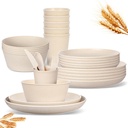 35 Pcs Wheat Straw Dinnerware Sets, Unbreakable Reusable Dinnerware Set Kitchen Cups Plates and Bowls Sets Dishwasher Microwave Safe Plates