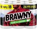 Brawny Tear-A-Square Paper Towels, 6 Triple Rolls = 18 Regular Rolls, 3 Sheet Sizes (Quarter, Half, Full), Strength for All Messes, Cleanups, and Meal Prep