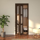 JUBEST Bifold Closet Door, 30Inch Bi fold Interior Doors with Hardware Kit Include, 3-lite Tempered Frosted Glass Doors, Solid Wood Closet Door with MDF & Water-Proof PVC Surface, Brown