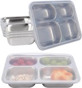 5 Pcs Stainless Steel Snack Containers with Lids, 4-Compartment Reusable Metal Bento Box Food Storage Containers, Durable Lunch Boxes for Office, Home and Travel