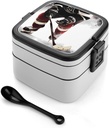 Ice Hockey Pattern Bento Box Adult Lunch Box for Men Women Leak-Proof Lunchbox with Spoon 2 Compartment Large Lunch Container for Work Dining Camping, XB0602028
