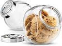 Bormioli Rocco Pandora Glass Candy Jar 75½-Ounce Cookie Jar (2 Pack) with Plastic Airtight Seal Lid 2-Way Display, Bulk-Food Storage Jar for Snacks, Dry Food, Jelly Beans Canister, Apothecary Jars.