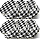 6 Pcs Christmas Cookie Tins with Lids 7 Inch Black and White Buffalo Plaid Round Metal Cake Tins Empty Decorative Tin Containers for Xmas Gifts Baking Holiday Chocolate Snack Storage