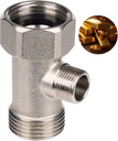 Hibbent Bidet T Adapter, Metal T Valve for Bidet(7/8” x 7/8” x 3/8”) or (15/16" x 15/16" x 9/16"), 3 Way Tee Connector Bidet Attachment for Toilet
