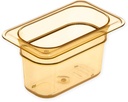 Carlisle FoodService Products Storplus High Heat Food Pan Steam Table Pan, Chafing Pan with Spoonable Corners for Catering, Buffets, Restaurants, High Heat Plastic, 1/9 Size 4 Inches Deep, Amber