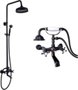 Oil Rubbed Bronze Bathroom Luxury Shower Faucet Rain Mixer 8 Inch Round Head Double Cross Handle with Matching Oil Rubbed Bronze Clawfoot Bathtub Faucet Wall Mount with Hand Held Shower Faucet Set