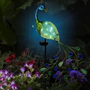 Peacock Solar Garden Stake Lights Decorative, Waterproof Metal Glass Landscape Path Lights for Outdoor Patio Lawn Yard, Upgrade