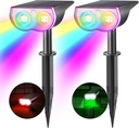 Consciot Solar Spot Lights Outdoor, Halloween Decorations 22 LEDs IP67 Waterproof Color Changing Solar Outdoor Lights, 8 Colors, 2-in-1 Adjustable Wall Lights for Garden Yard Pathway, 2 Pack(RGB)