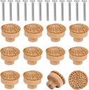 12pcs Wood Drawer Knobs, Door Knobs Round Boho Rattan Drawer Pulls with 24 Screws for Cabinets Dresser Handles Boho Wood Furniture