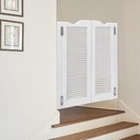 Solid Wooden Swing Interior Doors,24in Wx42in H Saloon Cafe Auto Close Swinging Barn Door,Double Louvered Door Entrance Partition for Hallway Kitchen Doorway Bar Counter (24" x 42", White)