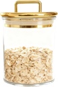 Acrylic Bathroom Storage Jar with Gold Lid – Airtight Clear Canister for Qtip Holder, Cotton Pad Jar, Bath Salt Container, Candy & Snack Canister, Vanity & Countertop Organizer 4.8"