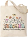 Teacher Gifts for Women, Thank You Teacher Gifts, Canvas Tote Bag Aesthetic, Reusable Grocery Bag for School
