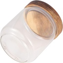 High Borosilicate Glass Candy Jar with Wooden Lid Thick Transparent Storage Container for Grains Nuts Tea and Snacks Portable Food Storage Tank with Strong Seal Bottle