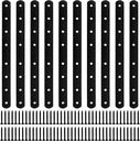 10PCS 9.72” x 0.75” Black Straight Flat Brace, Stainless Steel Sturdy Bracket, Metal Strap for Wood Furniture Chair with 80PCS Screws