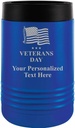 Custom Beverage Holder, 12 oz Blue Personalized Veterans Day Insulated Can Cooler Prime