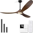 Eliora 52 Inch Ceiling Fans with Lights and Remote Control, Outdoor Ceiling Fan with Light High cfm Outdoor Ceiling Fan for Patio, Porch, 6 Speed Propeller Quiet DC Motor ETL Listed-Deep Walnut