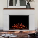 Modern Ember Sabrina Smart Electric Fireplace Mantel Package | 33” Firebox Heater | Sleek Design w/Walnut Finish Mantel | Multi-Flame Colors & Speed | Alexa/WiFi Enabled - Remote Included