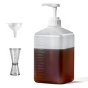 Large Capacity Syrup Dispenser for Coffee Bar High Temperature Resistant, 54oz 1600ml PET Syrup Bottle w Measuring Cup and Funnel, Dispenser Bottle w Upgraded Pump