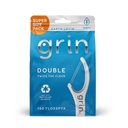 GRIN Double Flosspyx, Floss Picks, 150 ct, Dental Flossers, Minty Flavor, Recycled Plastic, 2 Lines of Strong Floss, Longer Floss Head, Traps Food and Plaque, Includes Safe Soft Fold-Back Tooth Pick