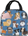 Cute Dog And Puppy Animal Set Lunch Bag Compact Tote Bag Reusable Lunch Box Container For Women Men School Office Work
