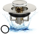 Universal Bathroom Sink Stopper, Bathtub Drain Cover, Pop Up Bathroom Sink Drain Strainer with Hair Catcher (Brushed Nickel)