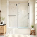 Shower Doors for Bath Tub 56-60" W x 66" H Frameless Bath Tub Doors Glass Sliding with 5/16" (8mm) ANSI Certified Tempered Glass for Bathroom, Matte Black