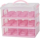 Cupcake Carrier Cupcake Keeper Reusable Cupcake Box Cupcake Storage Container Cupcake Holder for Baked Treats Cheesecakes, Pink