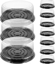 Yardwe 10Pcs Plastic Cake Containers with Lid Disposable Cake Carriers Round Cake Server for Home Bakery 24.5cm, Transparent
