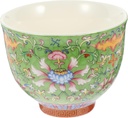 Chinese Handmade Kungfu Tea Cup 130ml Floral Pattern Ceramic Tea Mugs Porcelain Tea Cup Tea Bowl Japanese Tea Cup Sake Cup Tea Accessories Drinkware(Light Green)